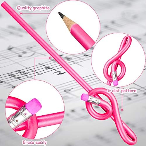 Zonon 14 Pack Treble Clef Pencils, Colorful Plastic Music Note Pencils