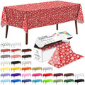 CXPSINC 54 Inch X 100 Feet Plastic Table Cover Roll Disposable Tablecloth with Slide Cutter for All Type/Shape Tables | Party, Banquet, Birthdays, Weddings(Christmas Red Snowflake, 100 Feet)