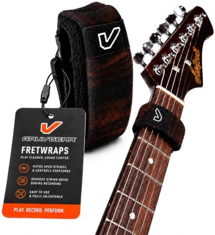 Gruv Gear Fret Wrap & Guitar Mute, Fretwrap for Acoustic, Electric & Bass | String Dampener Recording, Tapping & Practice Accessory (1 Pack, Large Walnut, Fits 6 String Bass, 8 String Guitar)