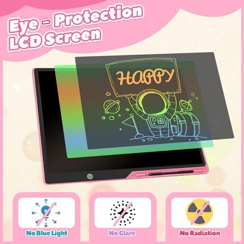 LCD Writing Tablet for Kids, Rechargeable 21 Inch Doodle Board,Easter Basket Stuffers,Preschool Learning Toys Christmas Birthday Gift 3 4 5 6 7 Year Old Girls Boys (Pink)