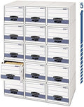 Bankers Box 6 Pack STOR Extra Space Saving Filing Cabinet, Stacks 5 High, Letter, White/Blue
