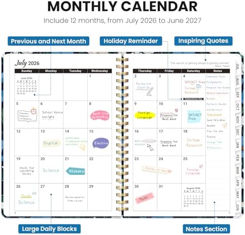 ZOTIA Planner 2026-2027 Jul 2026-Jun 2027 Academic Monthly & Weekly Planner