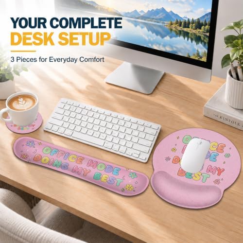 3 Piece Wrist Rest Mouse Pad Set with Keyboard Support Office Humor Quote