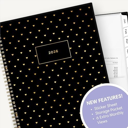Blue Sky 2026 Weekly & Monthly Planner Calendar, 8.5"x11", Sweetheart Black