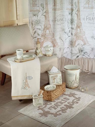 Avanti Linens - Bathroom Set, Hand Painted Resin, Countertop Accessories, Chic Home Decor, Set of 4 (Paris Botanique Collection)