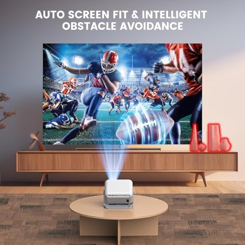 Mini Projector with WiFi and Bluetooth, 4K Portable Projector Compatible with Netflix, Auto Focus&Keystone, Smart Projector for Outdoor/TV /Bedroom/Ceilling