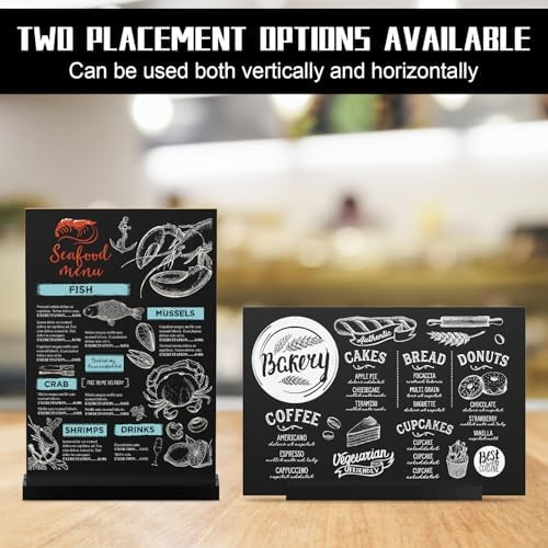 EHWINE Chalkboard Easel Sign Set, 4 Pack 8.7 x 12 Inch Double-Sided Wooden Boards with Acrylic Base, Chalk Markers Included, for Wedding, Restaurant, Tabletop Menu Display, Party and Event Decor