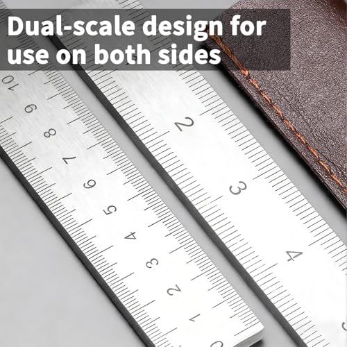 Heavy Duty Ruler 20 Inch & 50cm Handheld self-Defense Ruler with Metric Markings for Construction Office DIY (5mm) Thick
