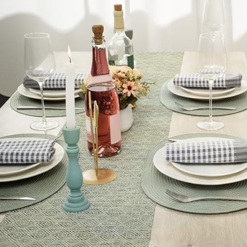 AHHFSMEI Placemats Set of 6 for Dining Table Washable Woven Non-Slip 18x12 inches Placemat Heat-Resistant Durable Table Mats for Dining Table Easy to Clean (Sage Green, 6)