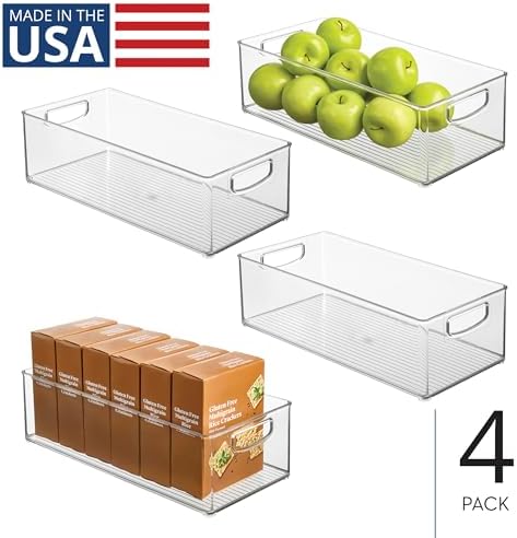 iDesign Stackable Storage Bin, Set of 4, Clear