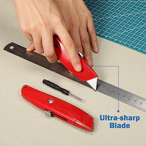 Reginary 30 Pcs Box Cutters Bulk, Utility Knives, Red