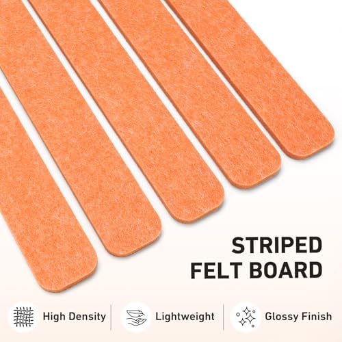 HAUTOCO Felt Bulletin Strips 5 Pack, 13" x 2" Self Adhesive Pin Board with 20 Push Pins, Peel and Stick Memo Board for Photos, Notes & Wall Decor, Dorm Room, Bedroom, Office, Sunset Yellow