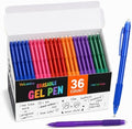 Volcanics Erasable Gel Pens, 0.7mm Medium Point, 6 Colors, 36 Pack | Colored Gel Ink Pens Erasable With Caps, Assorted Colors For Planner, Note Taking, Journaling And Office Supplies