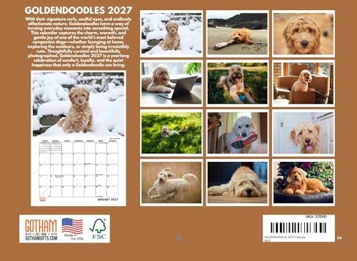 Goldendoodle Calendar 2027 Golden Doodle Monthly Wall Calender 12 Month
