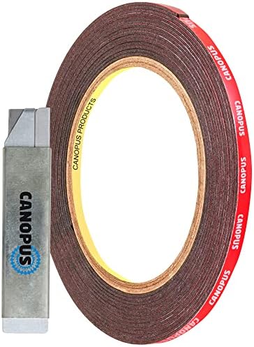 CANOPUS Double Sided Tape, 5952 Heavy Duty Mounting Tape, Strong Bond & Weatherproof Seal Strip for Automotive Mounting, Picture and Photo Frame, Poster, Craft, 0.125 in x 15 ft, Black, Made in USA