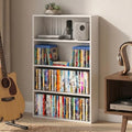 Furinno Basic DVD Shelf, 4-Tier CD Rack, Media Shelf, White | 6 x 24 x 35, Open Shelf for DVD Blueray Game Disc, Storage Cabinets, for Living Room, Bedroom, Home Office