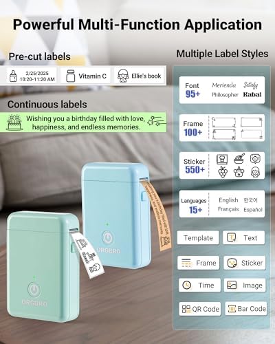 ORGBRO Label Maker, Bluetooth Label Maker Machine with Tape, X1-Blue