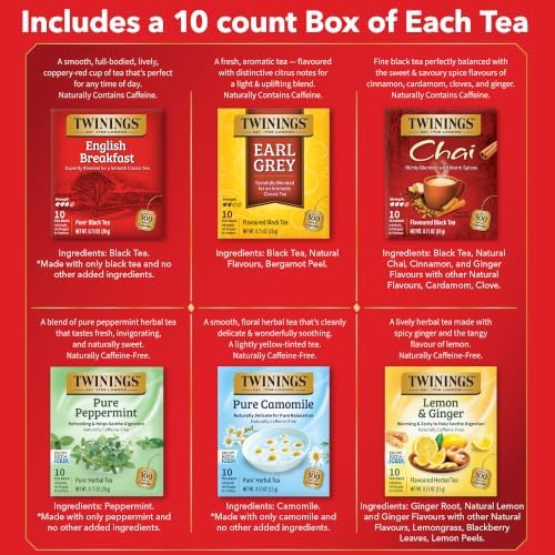 Twinings Tea Discovery Gift Set, Black & Herbal Variety Pack, 6 Mini Boxes