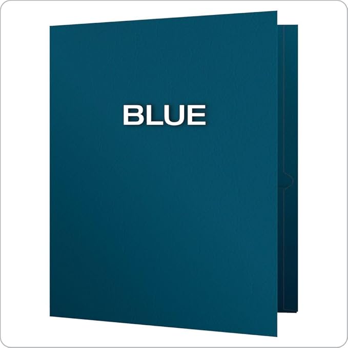 Oxford Twin-Pocket Folders, Textured Paper, Letter Size, Blue, Holds 100 Sheets, (57502EE), 25 Count, (Pack of 5)