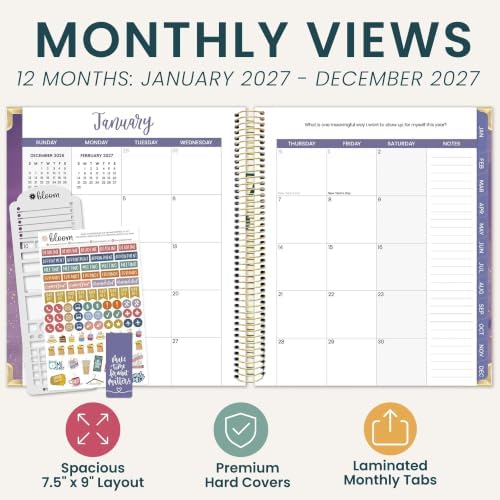 bloom daily planners 2027 Hardcover Goal & Vision Planner (January - December 2027) - Monthly & Weekly Calendar Year Agenda Organizer - 7.5" x 9" - Good Things Are Coming
