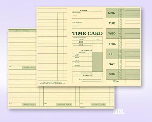 NextDayLabels Employee Attendance Weekly Time Card, Made in the USA