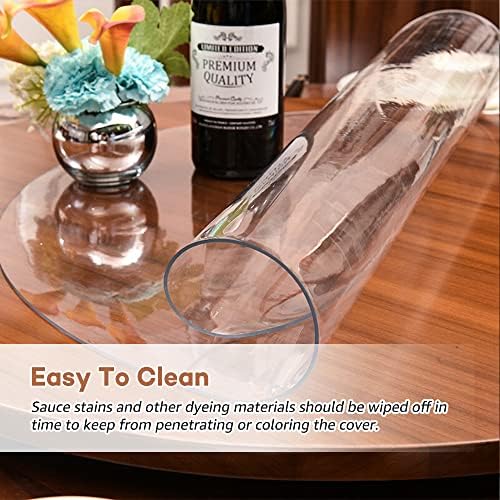 RostiKong 54 Inch Round Table Protector Heavy Duty Clear PVC Tablecloth Cover Circle Vinyl Table Top Plastic Desk Pad Mat Protector Heat Resistant Marble Night Stand Sofa Coffee End Side Dining Table