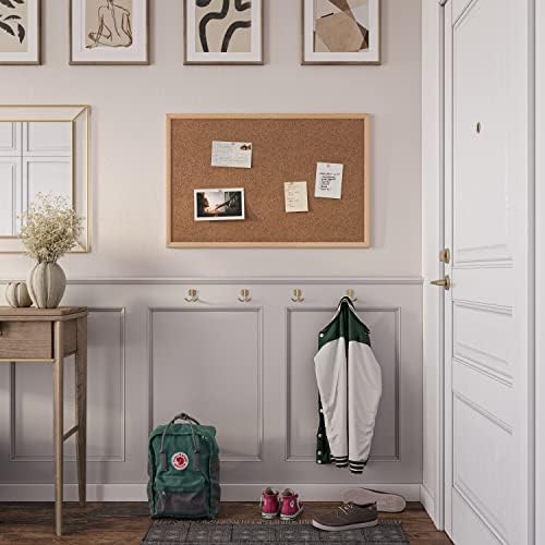 U Brands Cork Bulletin Board, 36" x 24" Inches, Light Birch Wood Frame