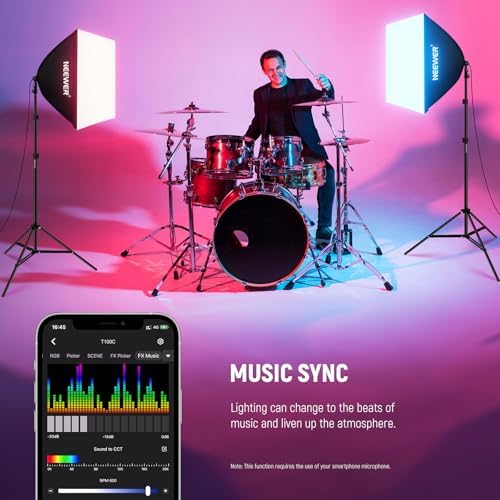 NEEWER 2 Pack 520W Equivalent RGB Softbox Lighting Kit App Control, NK800