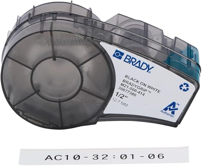 BradyGrip Authentic (M21-500-414) Print-on Hook Labels with Ribbon Featuring Velcro® Brand Hook for M21 Printers - 0.50"