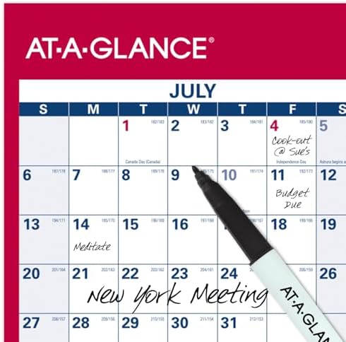 AT-A-GLANCE Erasable Calendar 2025-2026, Dry Erase Wall Planner, 48" x 32", Extra Large, Academic & Regular Year, Double Sided, Horizontal (PM326S28)