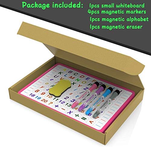 Small Dry Erase White Board with Stand, Double Sided Dry Erase Board for Kids, Foldable Small White Board Portable Mini Whiteboard with Lines & Holder for Home School Office