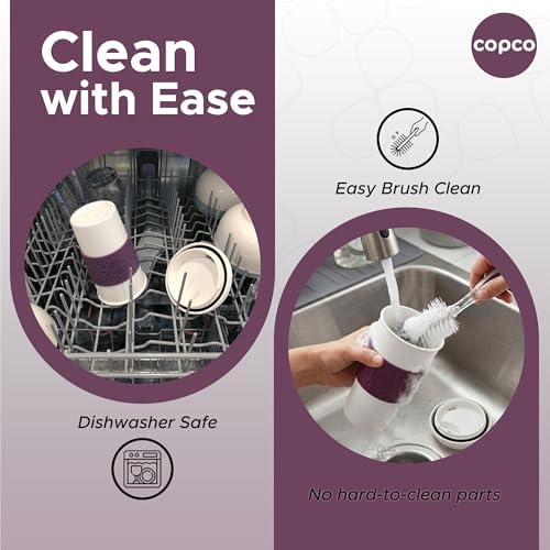 Copco Acadia 16oz Travel Mug, Set of 3 –BPA-Free Double Wall Insulated Coffee Mugs with Leak-Resistant Quarter Turn Lid & Grip, Reusable Drinkware for Hot & Cold Drinks, Hassle-Free Cleaning - Plum