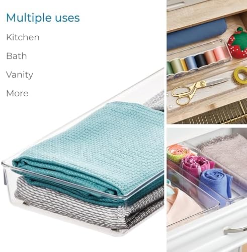 iDesign 4-Piece Kitchen Drawer Organizer Set, Clear
