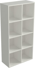 8-Cube Storage Shelf Bookcase, Warm White | Wooden 4-Tier Open Bookshelf, Fits 11×11" Bins, Vertical or Horizontal Use, Full Back Panels, For Home Office
