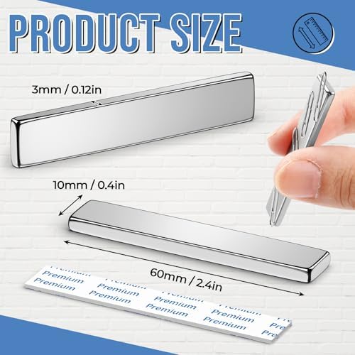 FINDMAG 12 Pack Bar Magnets, Rare Earth Magnets, Silver, 2.36x0.39x0.12in