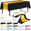 CXPSINC 54 Inch X 100 Feet Plastic Table Cover Roll Disposable Tablecloth with Slide Cutter for All Type/Shape Tables | Party, Banquet, Birthdays, Weddings(Black & Glod, 100 Feet)