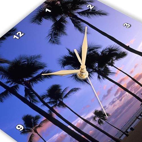 3dRose Sunset on Waikiki Beach Oahu, Hawaii, USA - Us12 Mde0010 - Michael Defreitas - Wall Clock, 10 by 10-Inch (DPP_89814_1)
