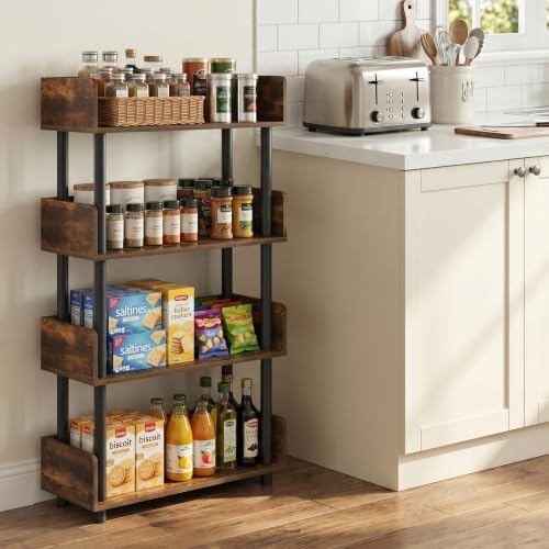 Furinno Turn-N-Tube 4-Tier Display Shelf, Open Frame, Amber Pine