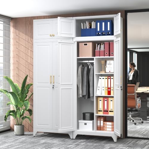 SteeLoong Armoire Wardrobe Closet,86" H Wardrobe Cabinet with Locking Doors