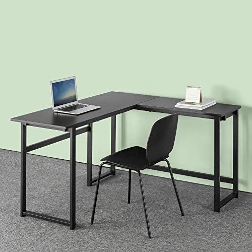 ZINUS Luke 53 Inch Black Metal Corner Desk / L-Shaped Computer Desk / Office Desk / Easy, Bolt Free Assembly