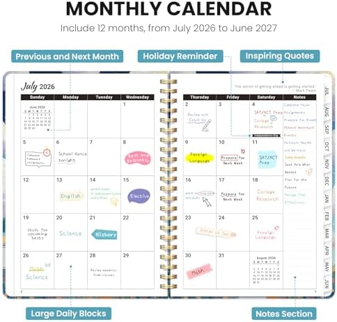 ZOTIA Planner 2026-2027 Jul 2026-Jun 2027 Academic Monthly & Weekly Planner