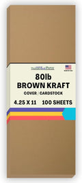 100 Brown Kraft Fiber 80# Cover Paper Paper Sheets - 4.25 X 11 Inches Half Letter Size Cut Long - 80lb/pound cardstock - Rich Earthy Color with Natural Fibers - Smooth Finish