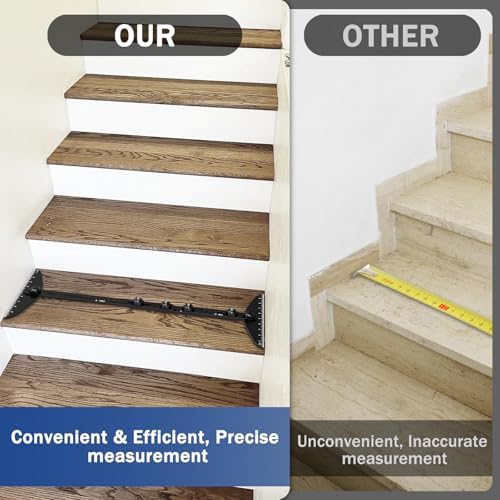 Stair Treads Gauge Template Tool Stair Tread Jig 11-60 inch Length Adjustable, Stair Tread Template Tool Stair Gauge Set Shelf Layout Tool for Stairs, Risers, Shelf and Cutting Drywall