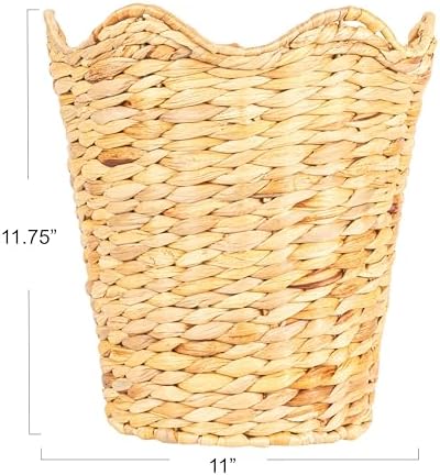 Household Essentials Woven Wastebin with Scalloped Edge, Natural
