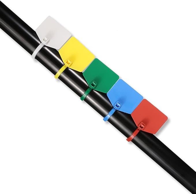 8 in Marker Nylon Cable Ties, Plastic Water Proof Tags, Self-Locking Written-on Cable Marker, Security Seals Label for Cabling, Wire Marking Label, Shipping Hanging Tags - Green/ 100pcs