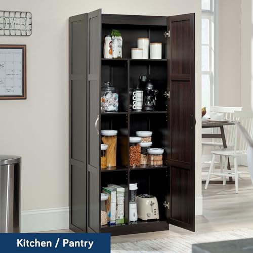 Sauder Storage Cabinet/ Pantry cabinets, 29.61 " x D: 16.02 " x H: 71.50", Cinnamon Cherry finish