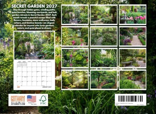 Secret Garden Calendar 2027 Botanical Monthly Wall Calender 12 Month