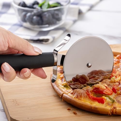Country Kitchen 6 Pc Essentials Kitchen Stainless Steel Gadget Set Black Gun Metal with Soft Touch Black Handles for Cooking