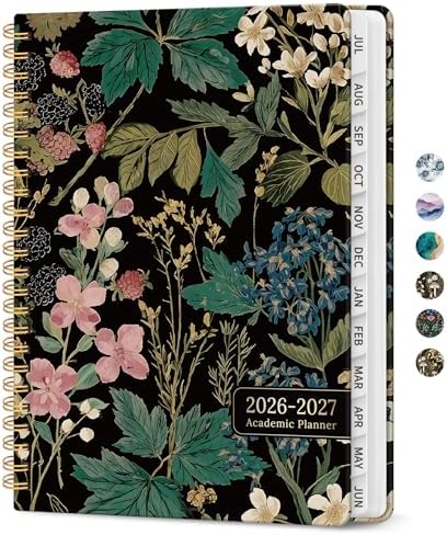 Planner 2026-2027, Jul 2026-Jun 2027 Academic Monthly & Weekly Planner | 6.3" x 8.5" Hardcover Pretty Calendar Planner for Women, Spiral Organizer for School Office Home Supplies, Forest Botanica
