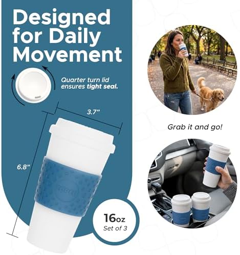 Copco Acadia Travel Mug, 16 Oz - Blue, Set of 3